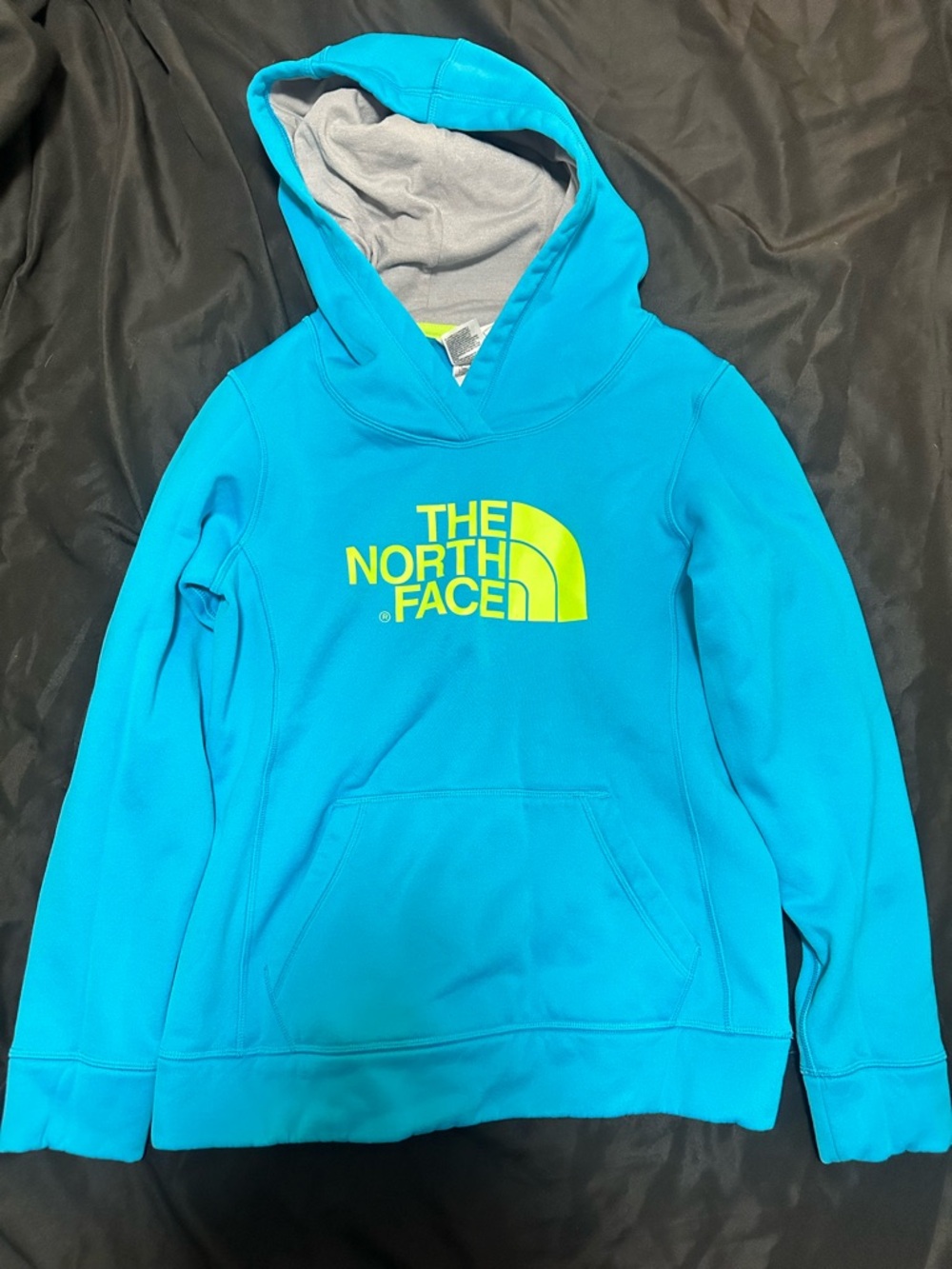 The North Face Women’s Teal Hoodie with Neon Yellow Logo